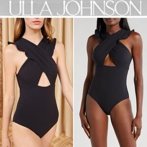 ULLA JOHNSON Noir Antilles Maillot One Piece Swimsuit In Black sz M NWT